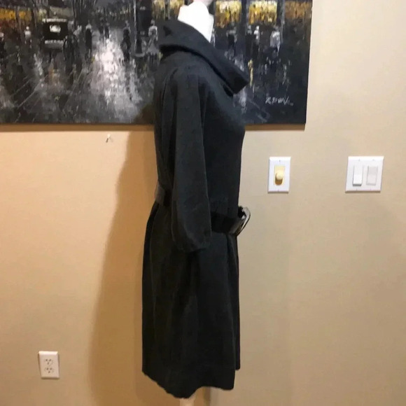 Black/Gray Cowl Neck Midi Sweater Dress 3/4 Sleeves with added Belt-Size L - Picture 7 of 9